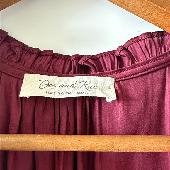 Doe & Rae Burgundy Ruffle Blouse - Picture 2 of 5
